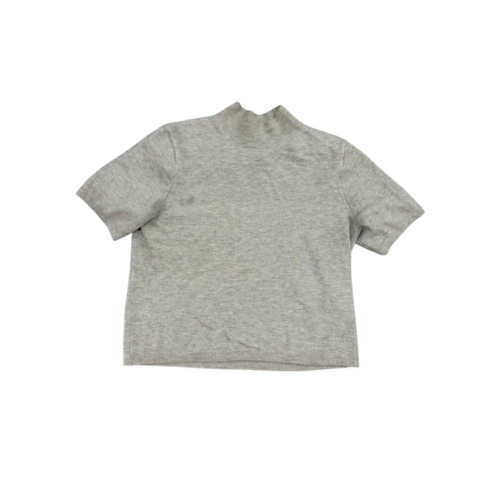 A New Day Women's Grey Knit Short Sleeve Mock Neck Sweater Top Size M
